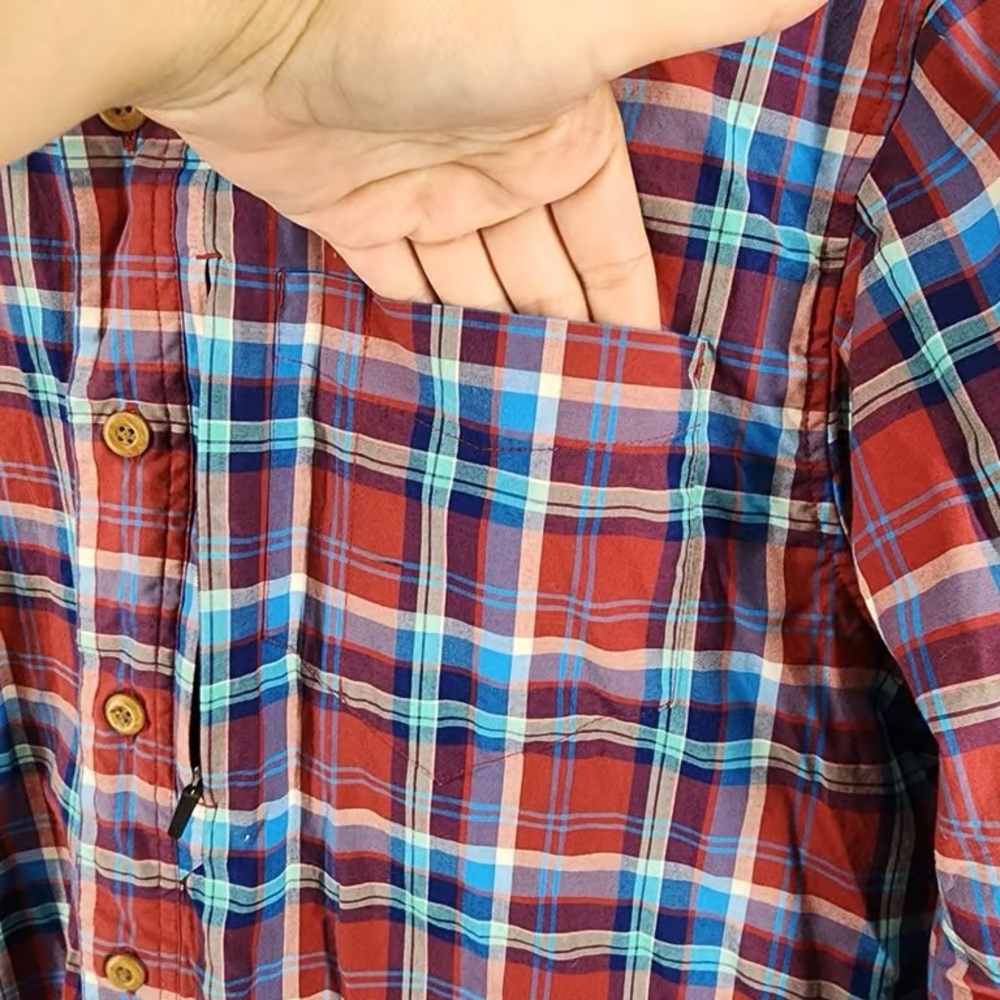 Duluth Trading Co Red and Blue Plaid Button-Down Shirt - Picture 3 of 3